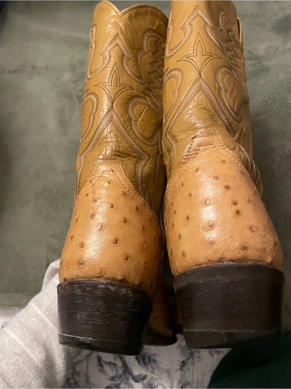Tony Lama Tan Ostrich Leather Men's Western Boots 8.5D
